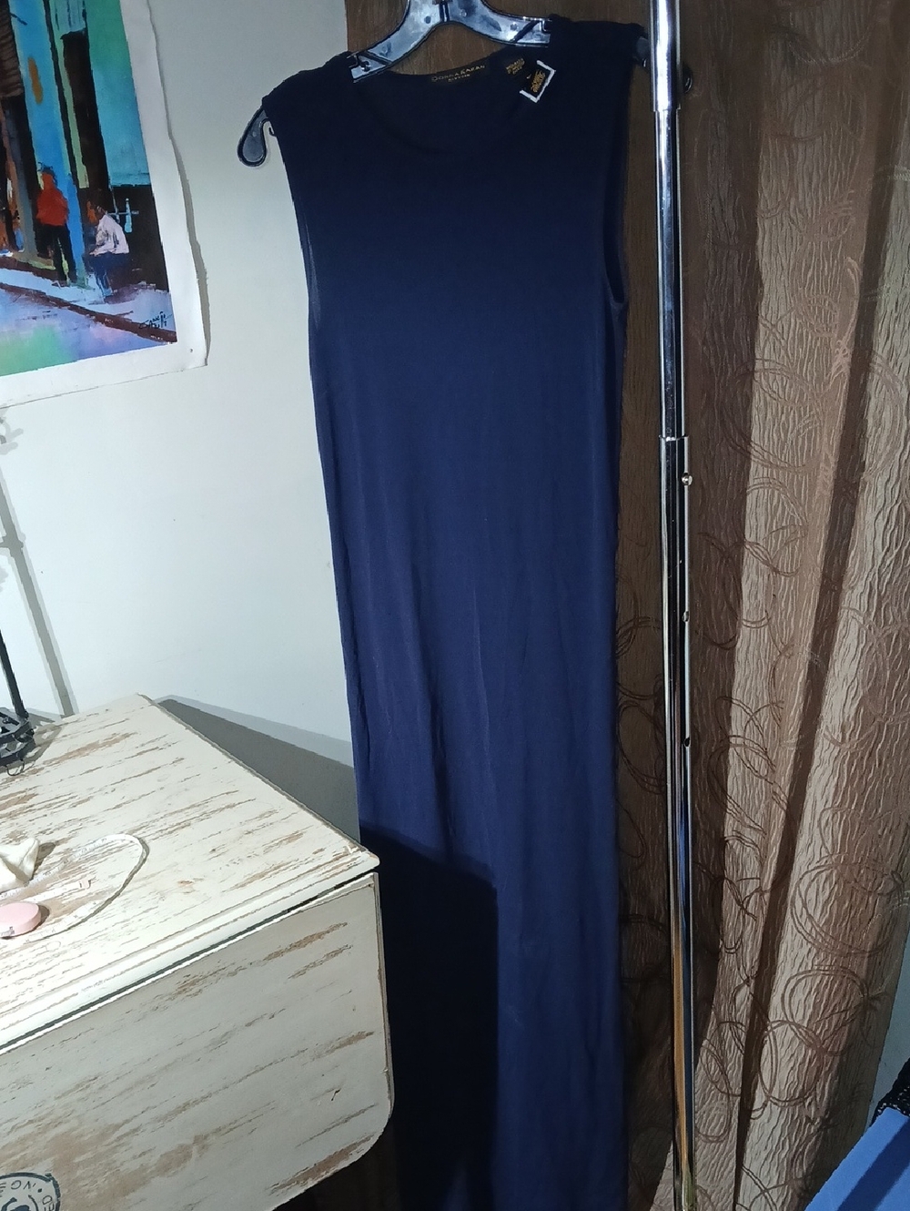 Donna Karan Navy Sleeveless Maxi Dress